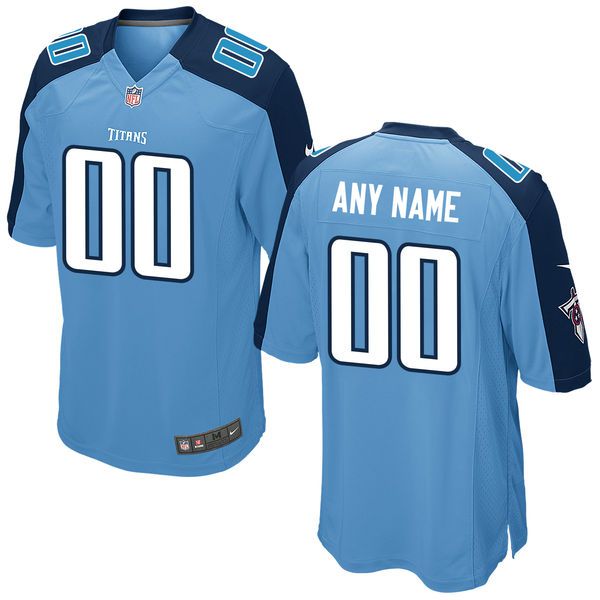 Men Tennessee Titans Nike Light Blue Custom Alternate NFL Jersey->->Custom Jersey